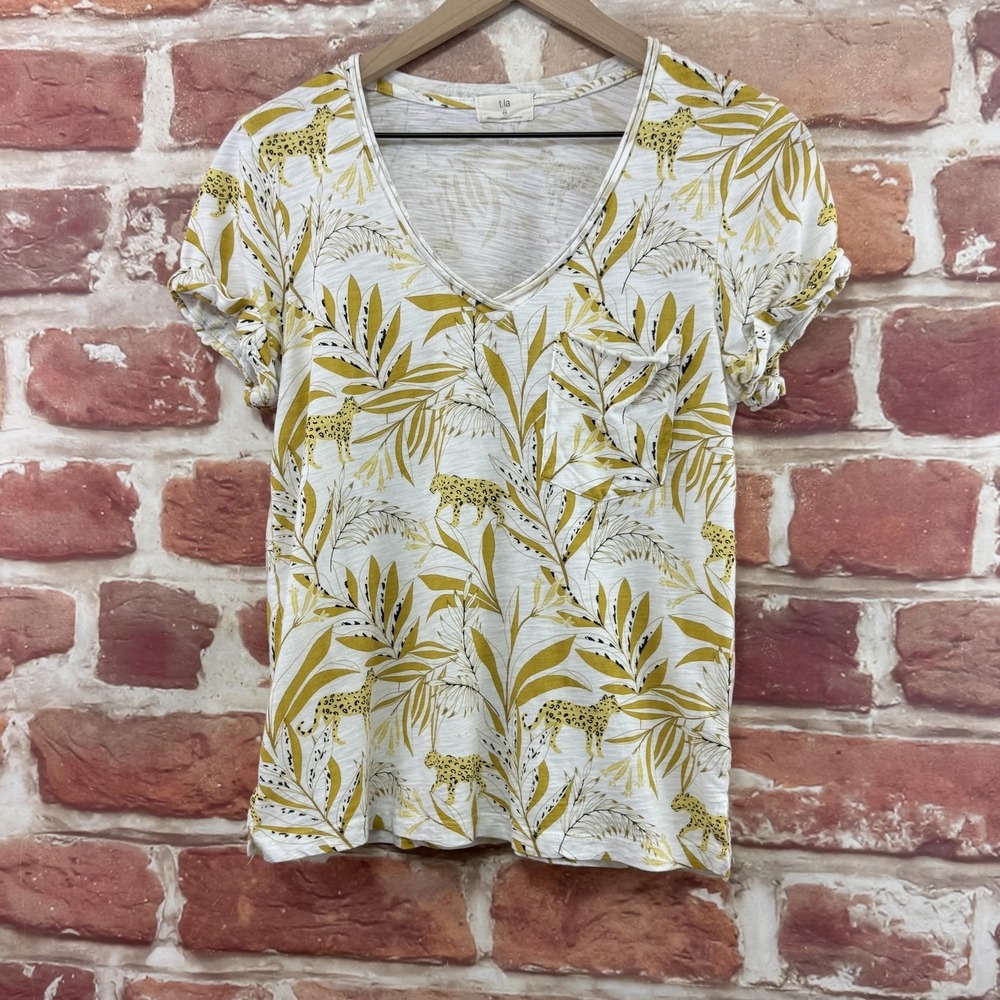 Anthropologie Tla Shirt Women's XS Multicolor Animal Print Tropical Casual Top - Picture 3 of 9